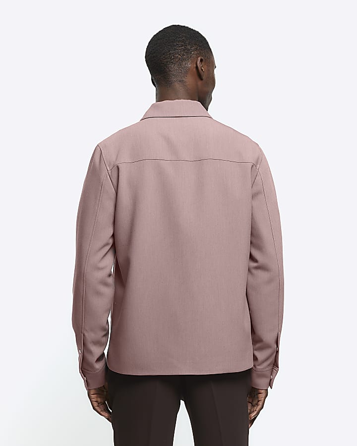 Pink regular fit zip up smart shacket