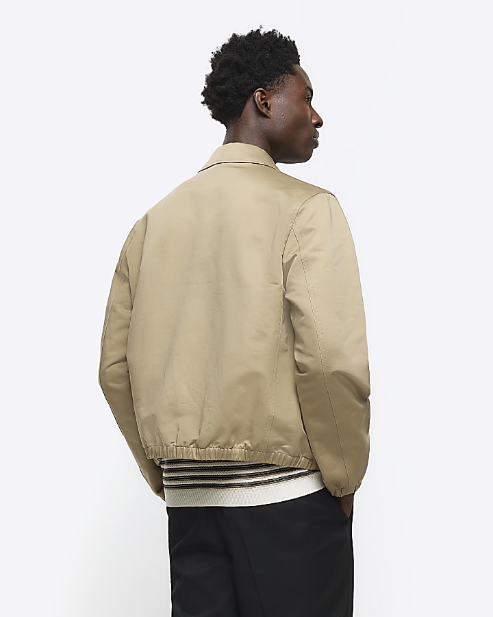 Stone regular fit smart Harrington jacket