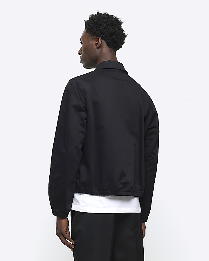 Black regular fit smart Harrington jacket