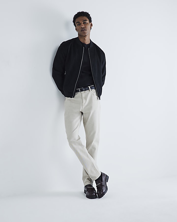 Black Faux Suedette Bomber Jacket