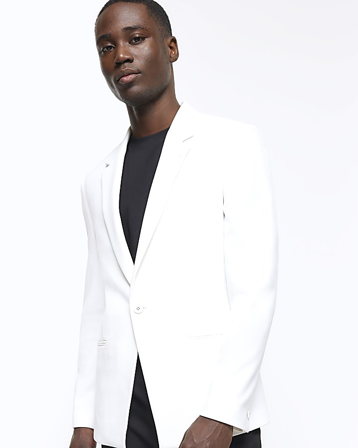 White slim fit tux jacket