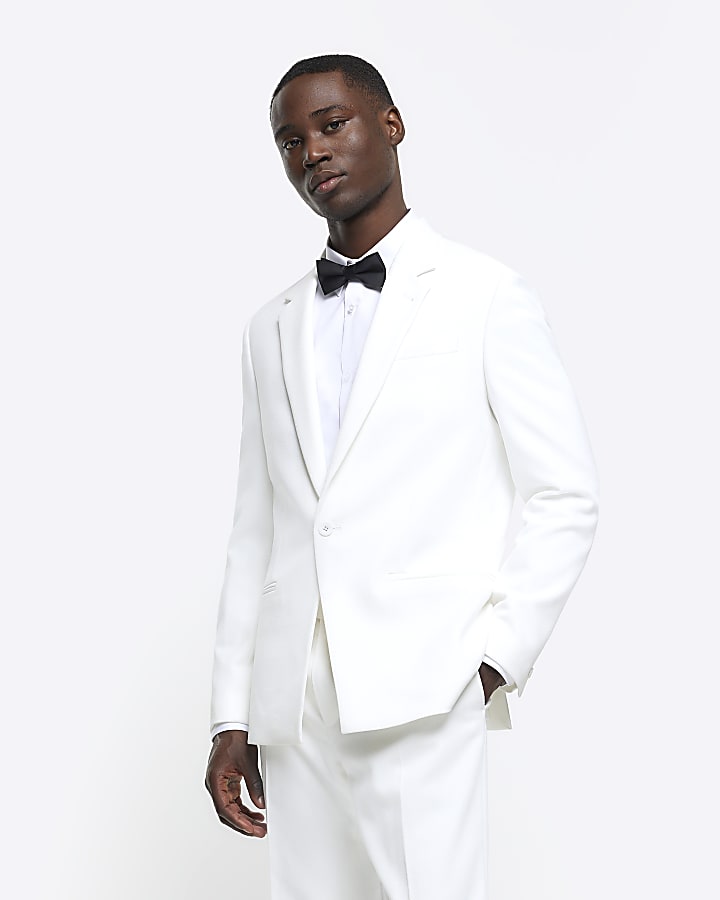 White slim fit tux jacket