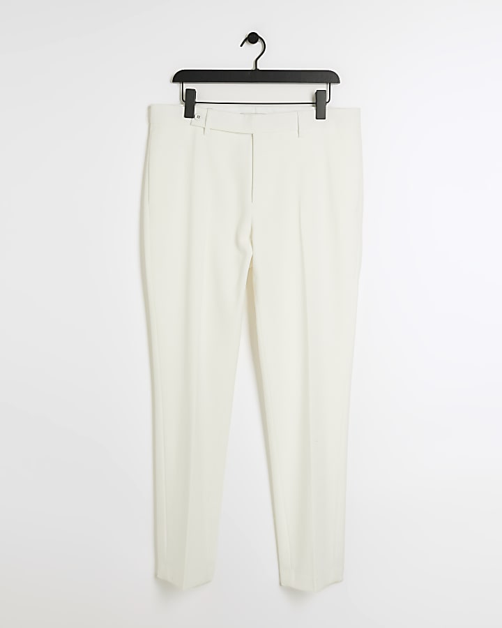 White slim fit crepe tux trousers