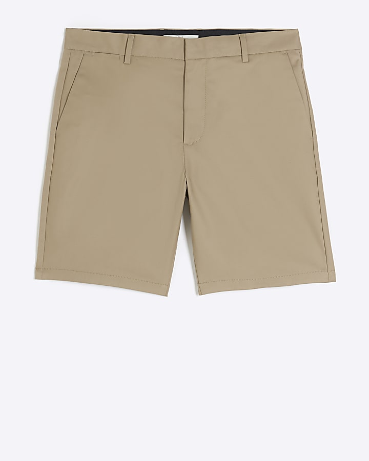 Beige slim fit chino shorts