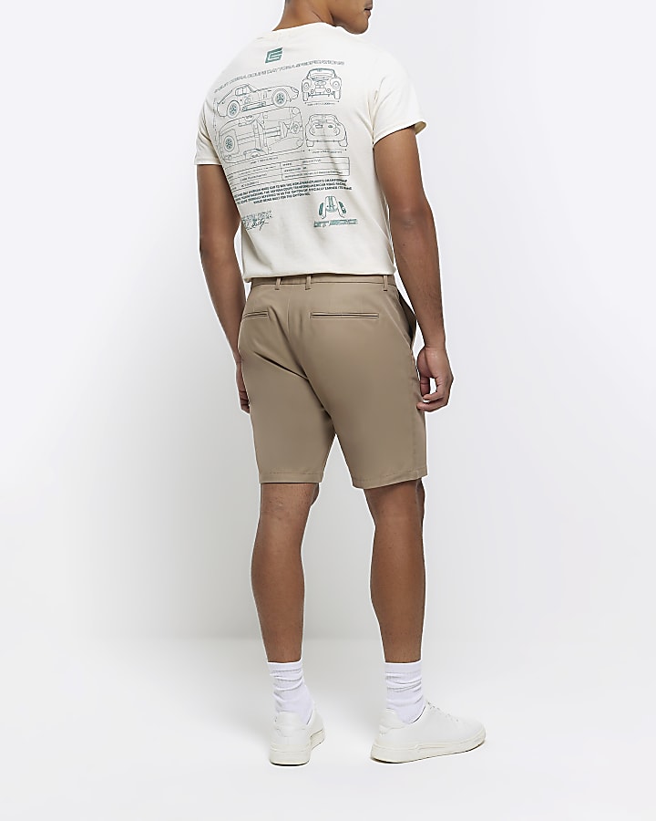 Beige slim fit chino shorts