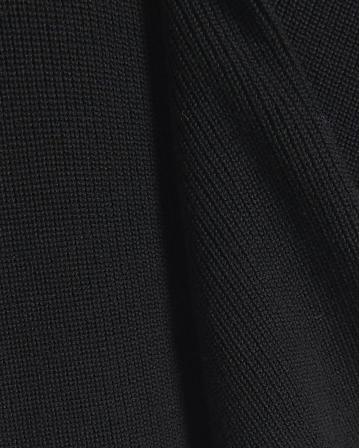 Black muscle fit stretch rib jumper