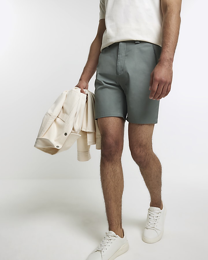 Green tapered fit shorts