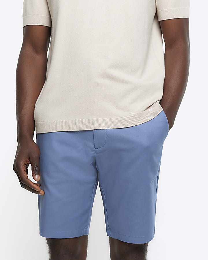 Blue slim fit chino shorts