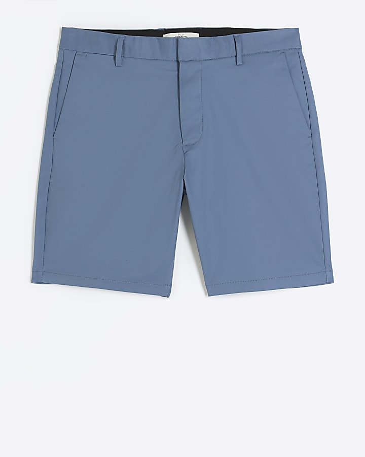 Blue slim fit chino shorts