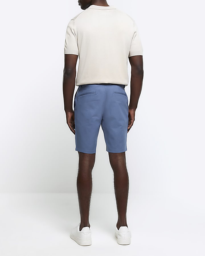 Blue slim fit chino shorts