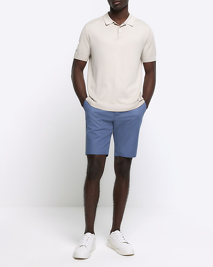 Blue slim fit chino shorts