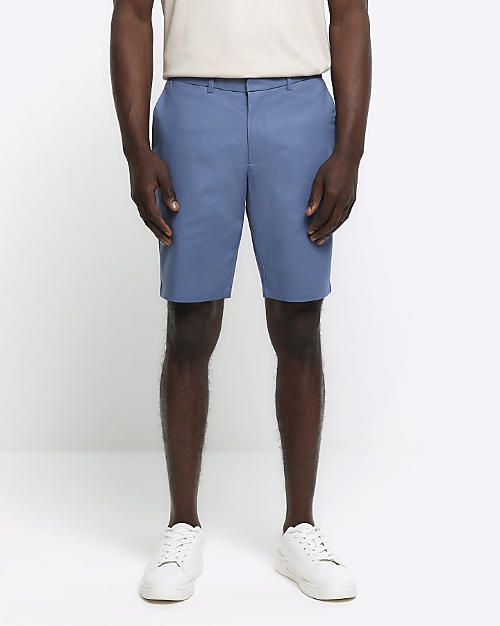 Blue slim fit chino shorts