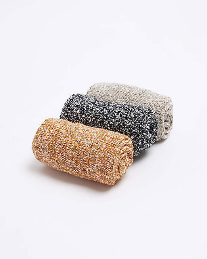Beige 3 Pack  boot socks