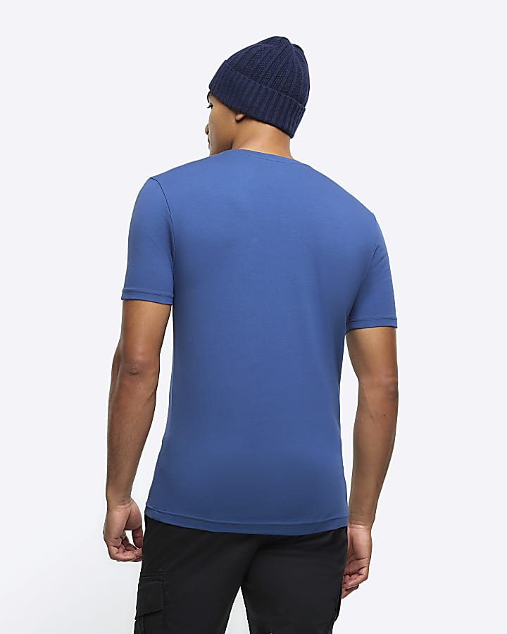 Blue muscle fit t-shirt