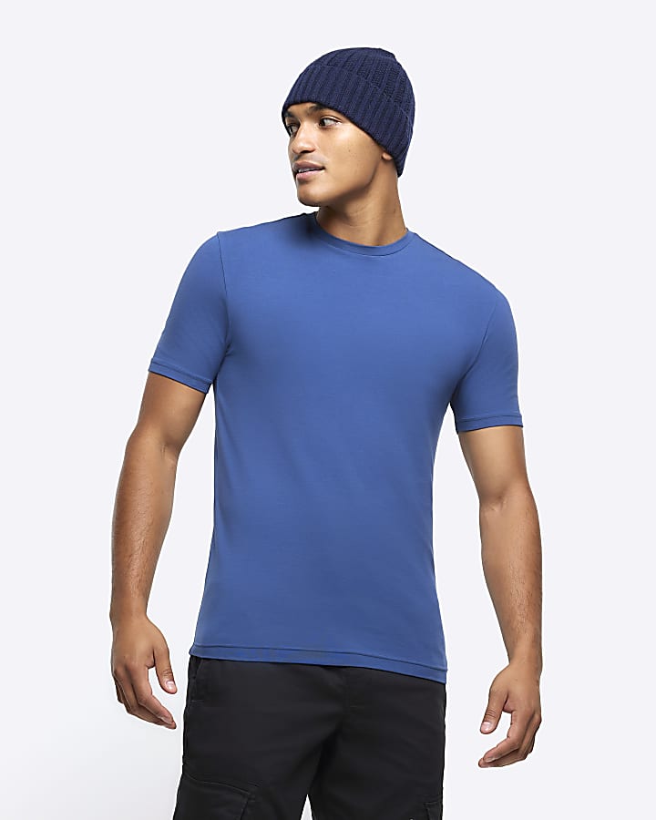 Blue muscle fit t-shirt