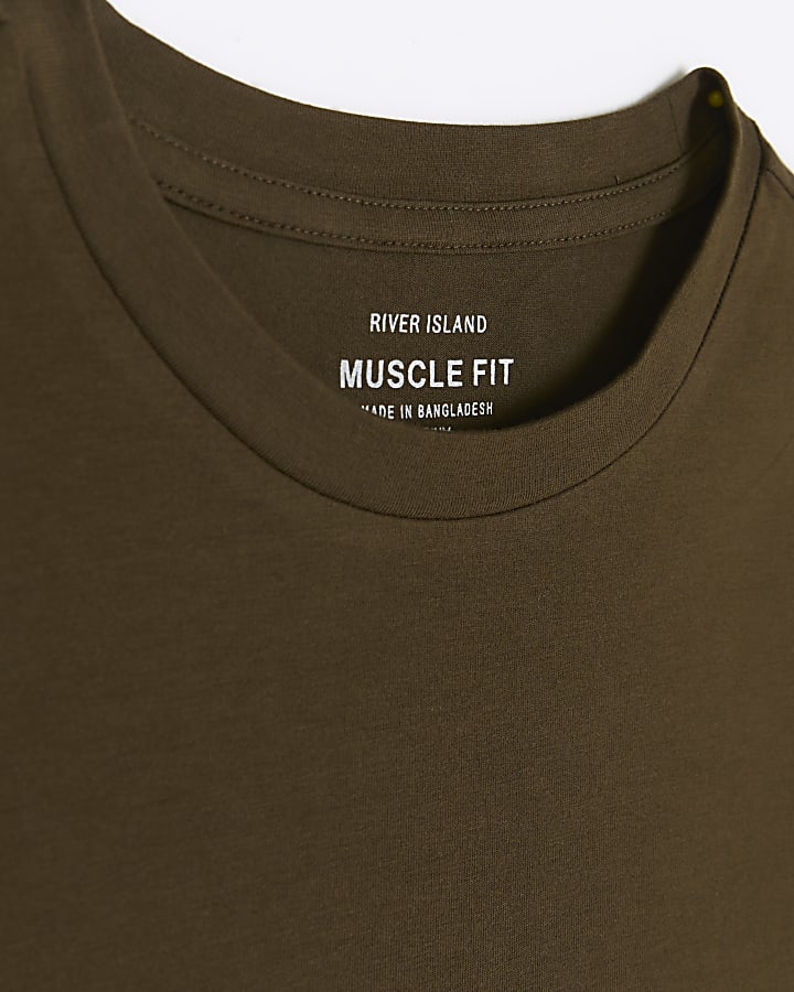 Khaki muscle fit t-shirt