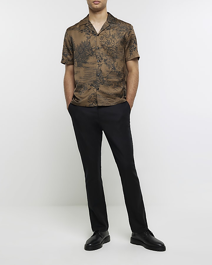 Green regular fit floral shirt