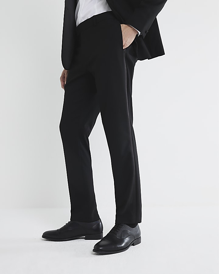 Black Stretch Slim Fit Tuxedo Suit Trousers