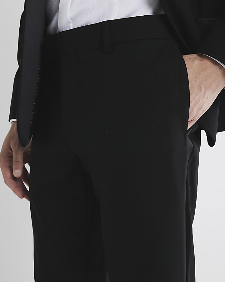 Black slim fit tuxedo trousers