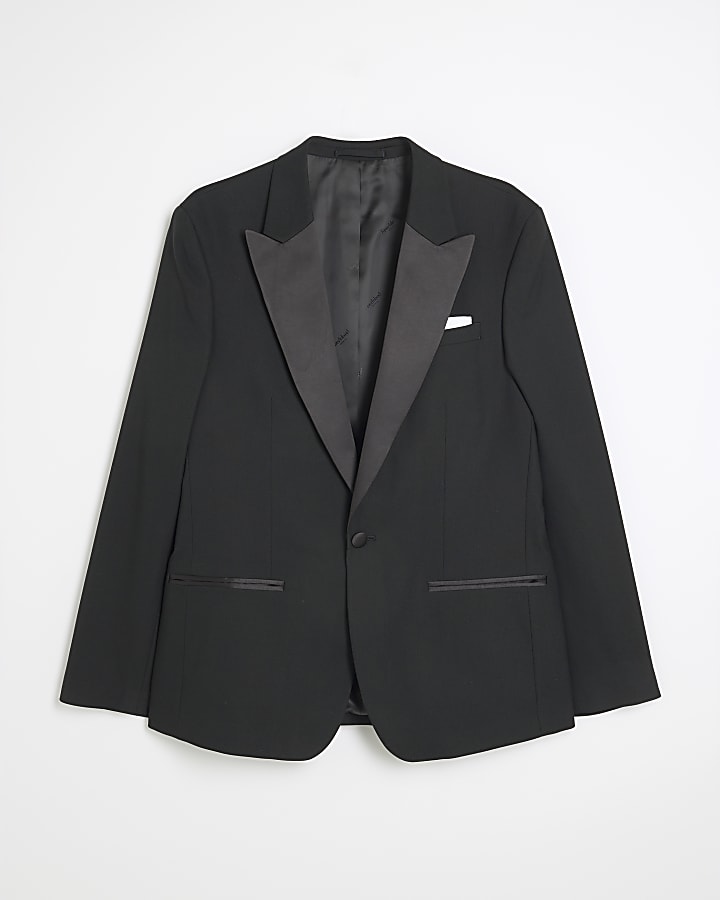 Black Stretch Slim Fit Tuxedo Suit Jacket