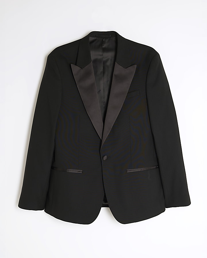 Black Stretch Slim Fit Tuxedo Suit Jacket