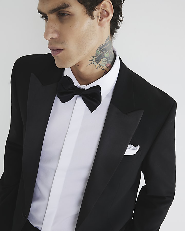 Black Stretch Slim Fit Tuxedo Suit Jacket