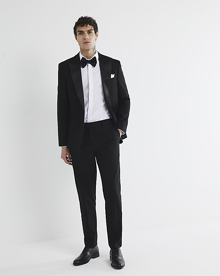 Black Stretch Slim Fit Tuxedo Suit Jacket