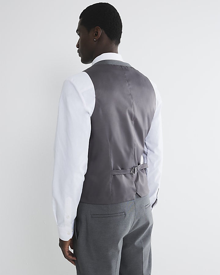 Grey slim fit waistcoat