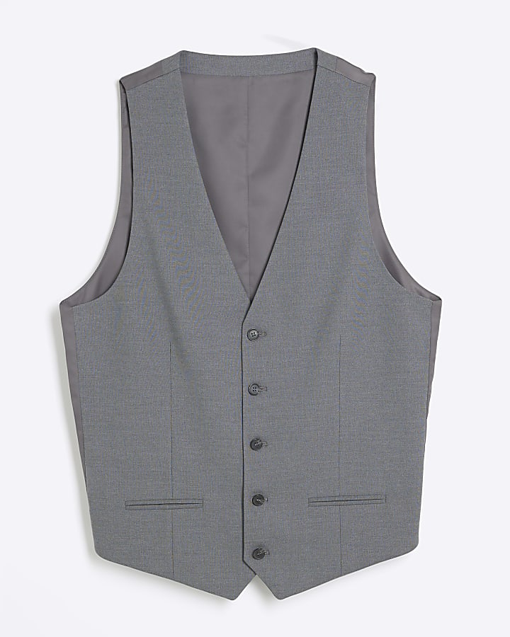 Grey slim fit waistcoat