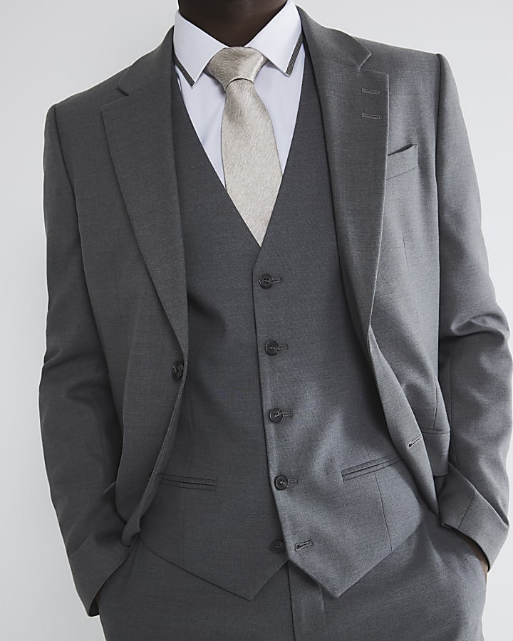 Grey slim fit waistcoat