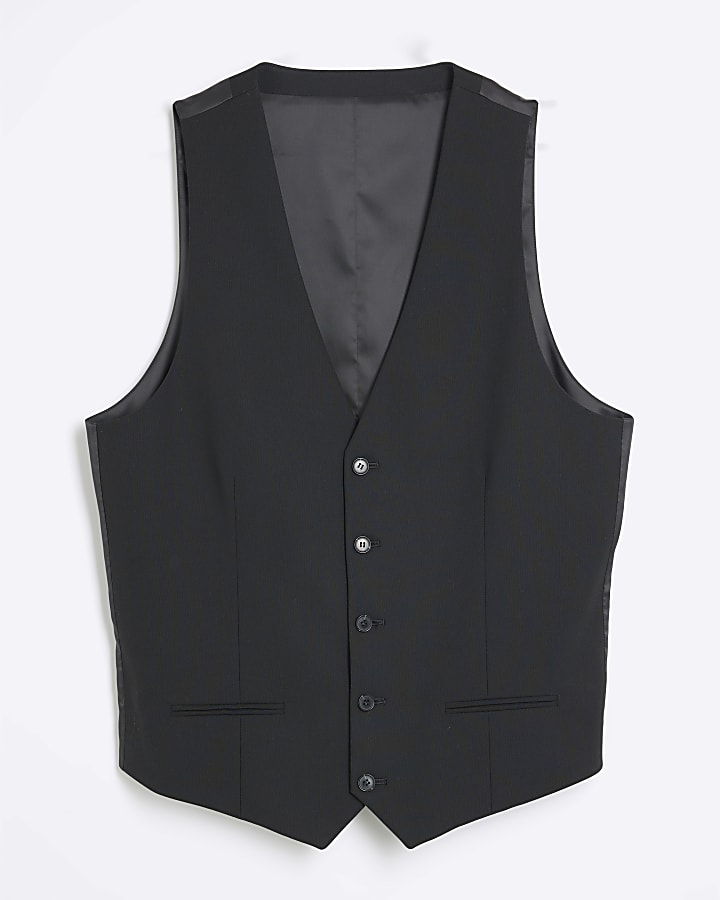 Black slim fit waistcoat