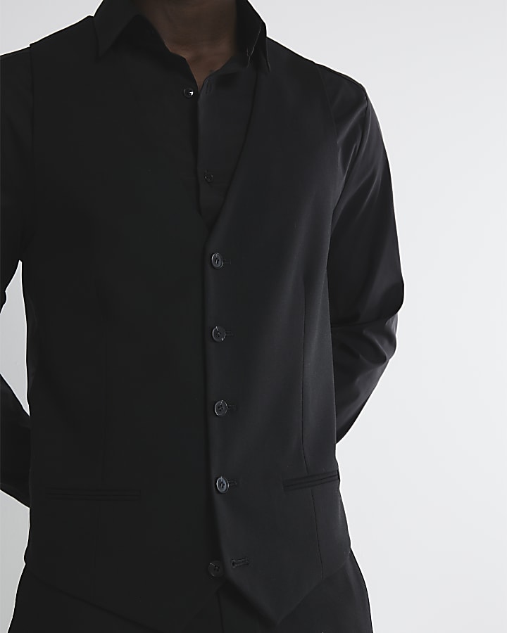 Black slim fit waistcoat