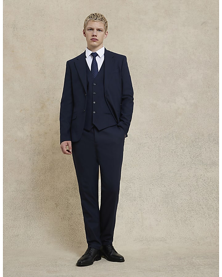Navy slim fit waistcoat