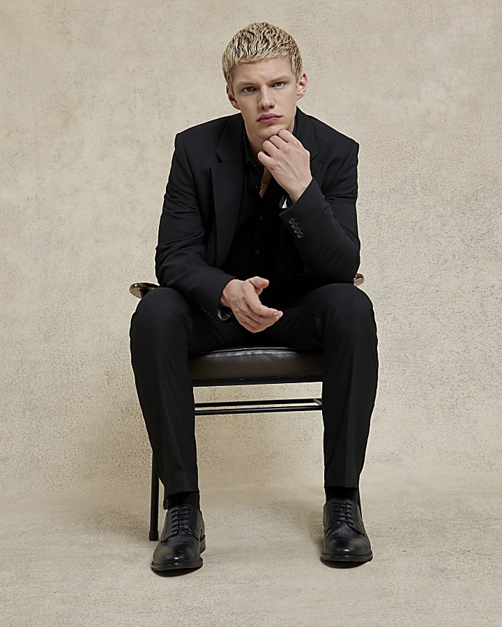 Black Stretch Slim Fit Suit Trousers