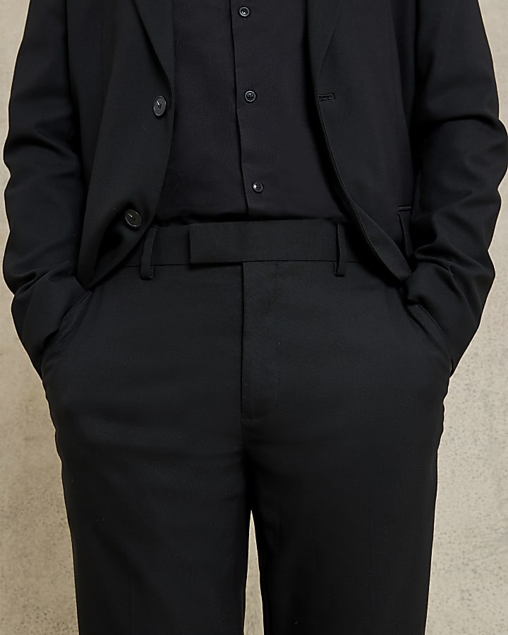 Black Stretch Slim Fit Suit Trousers