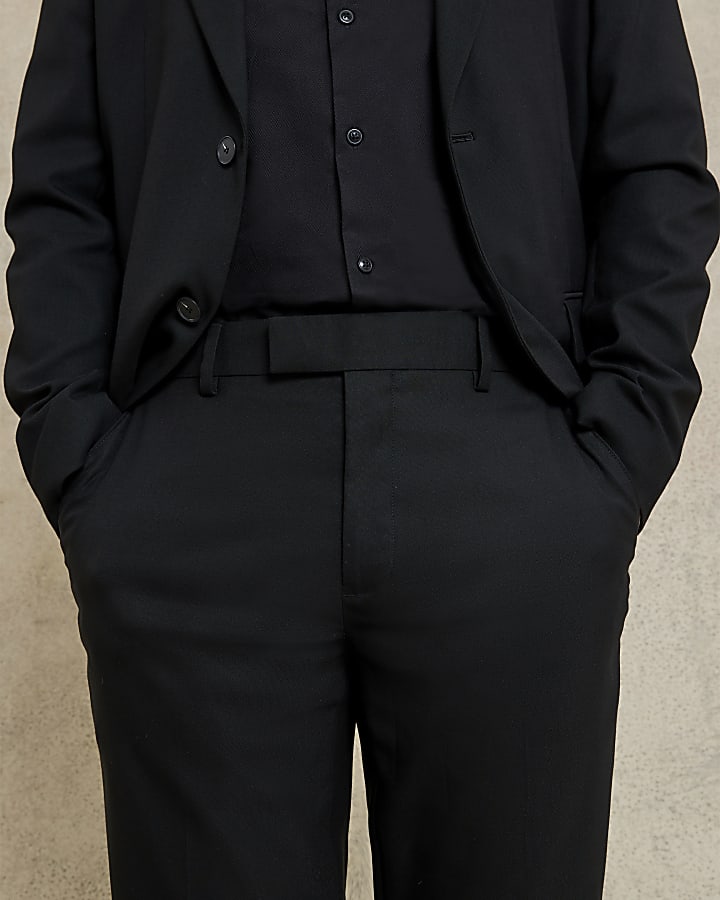 Black slim fit suit trousers