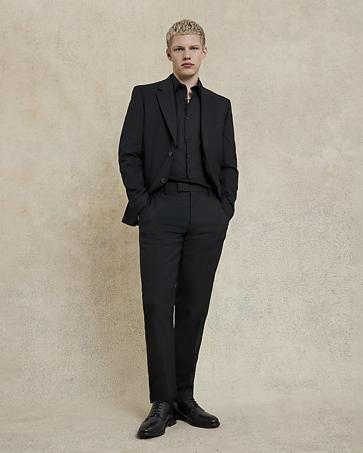 Black slim fit suit trousers