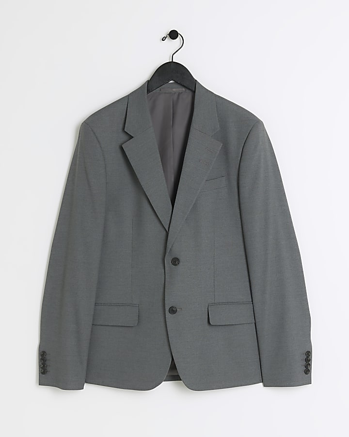 Grey Stretch Slim Fit Suit Jacket