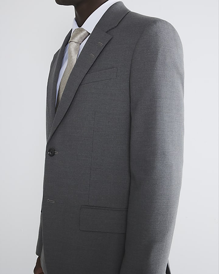 Grey Stretch Slim Fit Suit Jacket