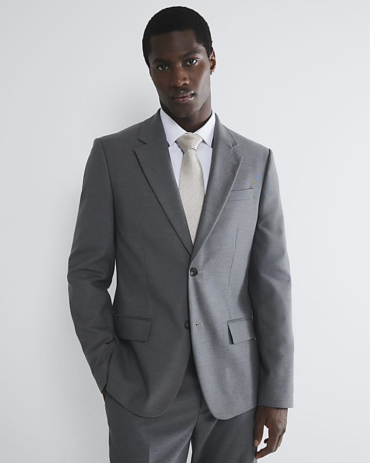 Grey slim fit suit jacket