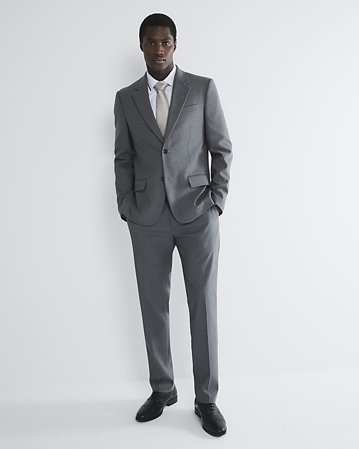 Grey slim fit suit jacket