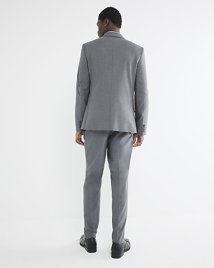 Grey slim fit suit trousers