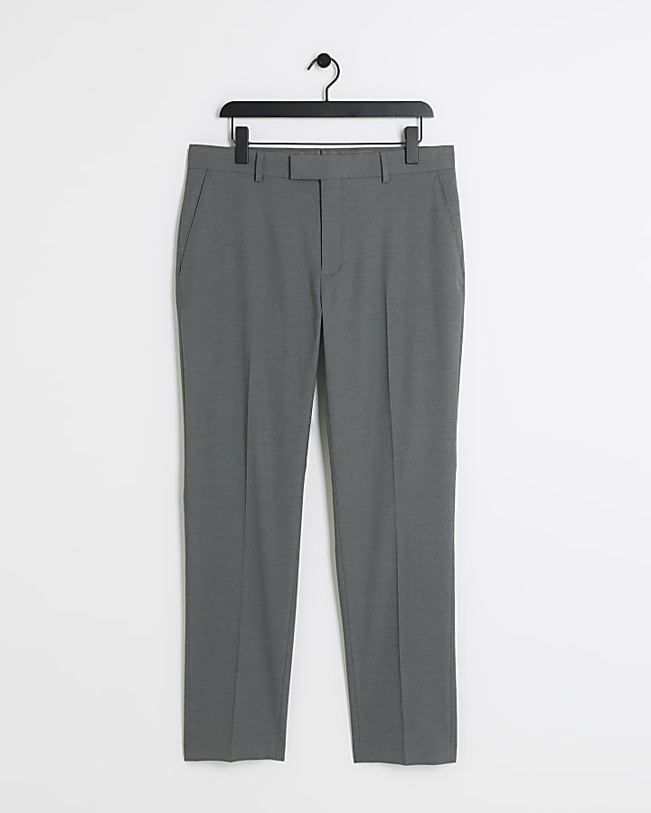 Grey Stretch Slim Fit Suit Trousers