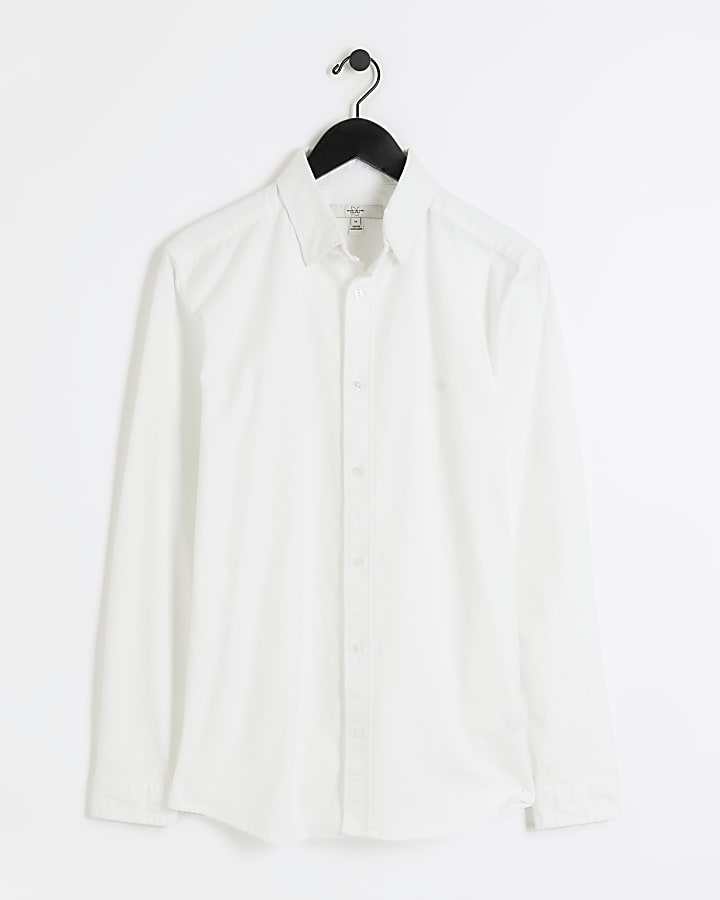 White muscle fit oxford smart shirt