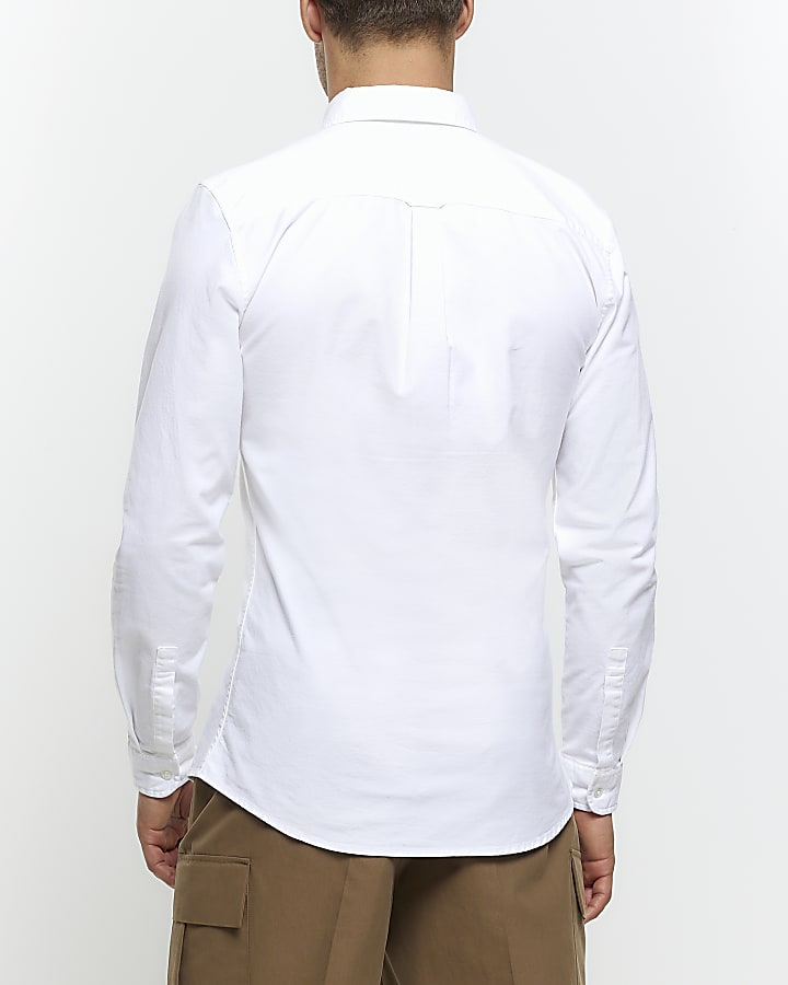 White muscle fit oxford smart shirt