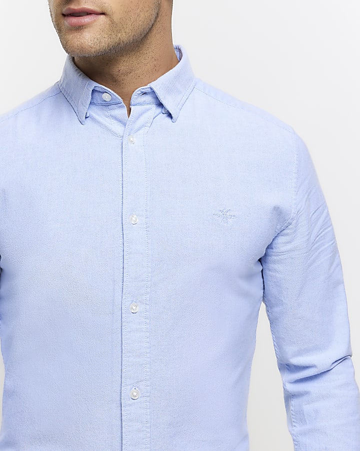 Blue Muscle Fit Oxford Smart Shirt