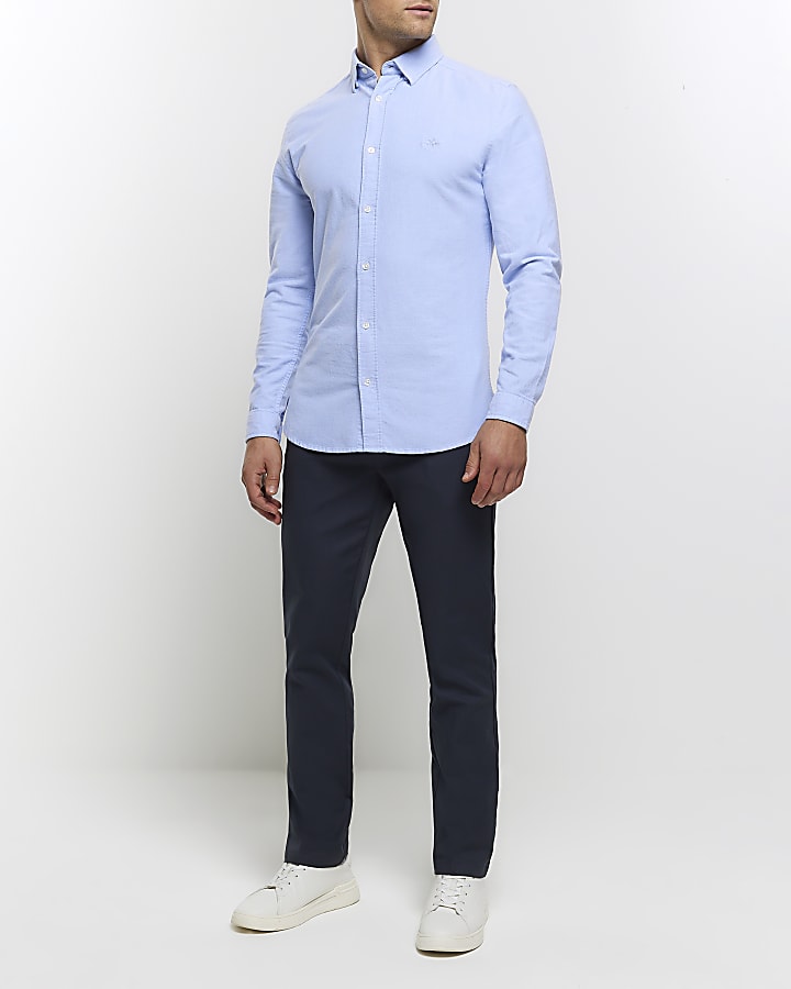 Blue Muscle Fit Oxford Smart Shirt