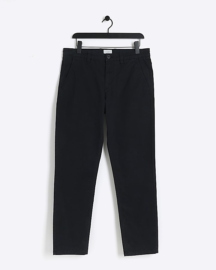 Black slim fit casual chino trousers