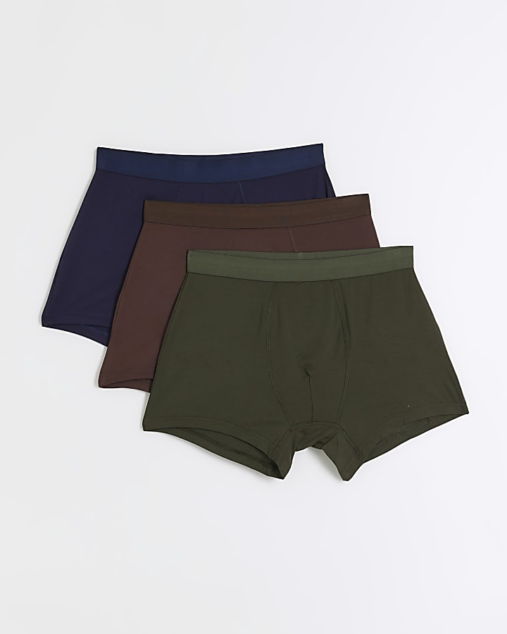 3PK Navy and Khaki Modal trunks