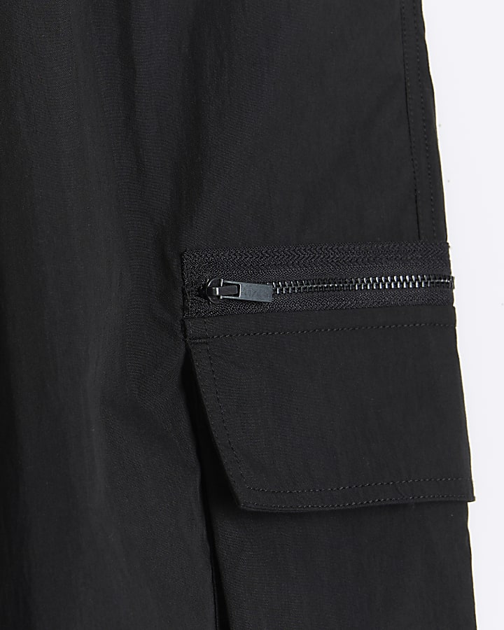 Black regular fit cargo trousers